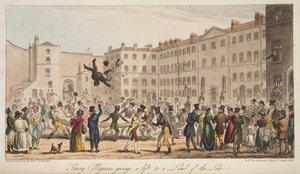 1824年にロンドンで出版されたイングリッシュスパイからの法の縁にリフトを与えるサリーCollegians