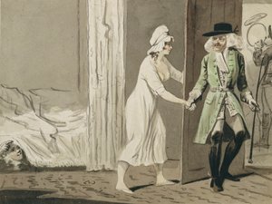 カッコールドはハントへ出発、c.1800（紙にトイレとペンとインク）