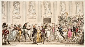 英国スパイ、パブからアーガイルルームでキプロスボール。 1824（手塗りの彫刻） 作： Isaac Robert Cruikshank