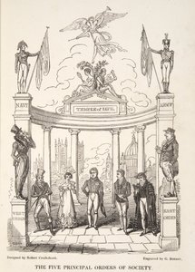 英国のスパイ、パブからの社会の5つの主要な命令。 1824（手塗りの彫刻） 作： Isaac Robert Cruikshank