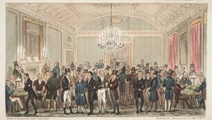 イングリッシュスパイのパブ、ブルックスのグレートサブスクリプションルーム。 1824（手塗りの彫刻）