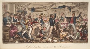 The Retturn to Port、The English Spy、パブ。 1824（手塗りの彫刻） 作： Isaac Robert Cruikshank