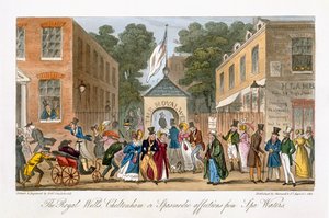 ロイヤルウェルズ、チェルトナム、またはスパウォーターからのけいれん的な愛情 作： Isaac Robert Cruikshank