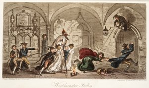 Westminster Frolics、The English Spy、パブ。 1824（手塗りの彫刻） 作： Isaac Robert Cruikshank