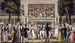 ロンドンのボクスホール ガーデンでの舞踏会 c. 1830年、彫刻