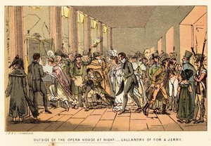 夜のオペラハウスの外 作： Isaac, Robert and George Cruikshank