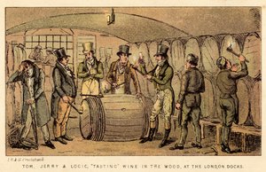 トム、ジェリー、ロジック、ロンドンドックで森の中でワインを味わう 作： Isaac, Robert and George Cruikshank