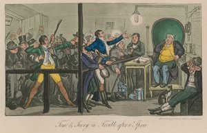 トムとジェリーは酒宴の後で困っています 作： Isaac, Robert and George Cruikshank