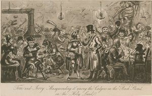 トムとジェリーが聖地の「バックスラム」の中で死体の中でそれを装った 作： Isaac, Robert and George Cruikshank