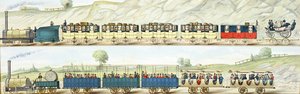 SGヒューズによって彫刻されたリバプールとマンチェスター鉄道の旅、1831年 作： Isaac Shaw