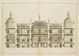 ホートンホール：1735年にピエールフルドリニエによって彫刻されたイーストフロントのセクション（64902および64904も参照） 作： Isaac Ware