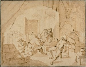酒を飲む農民たち 作： Isaac van Ostade