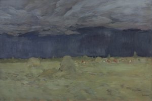 干し草作り、1900 作： Isaak Ilyich Levitan
