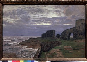 過去の残骸、トワイライト、フィンランド - Isaak (Isaac) Ilyich Levitan (1860-1900) 作、キャンバスに油彩 作： Isaak Ilyich Levitan
