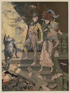 カトレレス（アーネスト・レピーヌ）作「ガイ・フレドンの女」のシーン（カラーリトグラフ 作： Isaak Israilevich（後）Brodsky