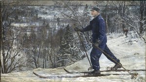 クリメント・ヴォロシロフ（1881-1969）スキーヤー - スキー旅行中のクリメント・ヴォロシロフ - アイザック・イズライレーヴィチ・ブロツキー（1884-1939）。油彩・キャンバス 作： Isaak Israilevich Brodsky