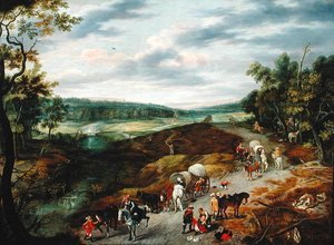 旅行者の船団を襲う泥棒、1656 作： Isaak van Oosten
