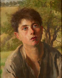 若い羊飼いの少年（キャンバスに油彩） 作： Isabel Codrington