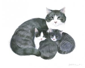 猫と2匹の子猫