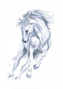 走る馬の抽象画