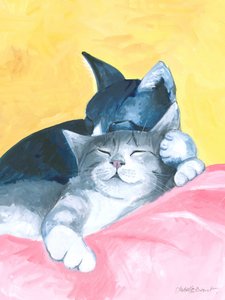 昼寝する猫たちの抽象画