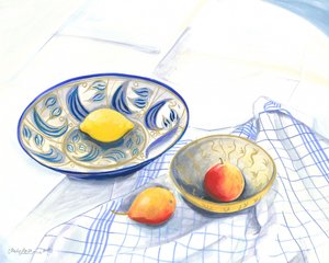 レモンと梨のある静物