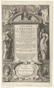 P. Melanchthon による Chronica Carionis のタイトル ページ Chronica Carionis vanden beginne des worlts aen tot op den Keyser Carolum (オブジェクトのタイトル) 作： Isaeck van Aelst