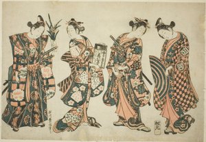 てぇ あｃとｒｓ 佐野川 市松 （リｇｈｔ）、 中村 機与三郎 （先手ｒ 理ｇｈｔ）、 佐野川 先祖 （先手ｒ ぇｆｔ）、 案ｄ 中村 久米田路 （ぇｆｔ） 作： Ishikawa Toyonobu