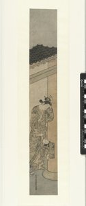 柱の穴から這い出して子供を見ている女性 作： Ishikawa Toyonobu