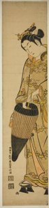 傘を持つ若い女性 作： Ishikawa Toyonobu