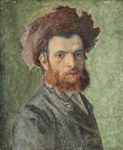 若いハシディズム派ユダヤ人の肖像、 作： Isidor Kaufmann