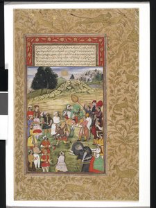 敬意を表する馬に乗ったアクバル 作： Islamic School