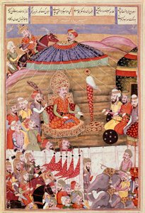 イスラム美術。"ソフラーブ（サハラブ）がルスタムの天幕を見返す" フェルダウシ（Firdawsi, or Ferdawsi, or Firdousi, ca. 940-around 1020）の叙事詩「シャーナメ」（Shah Nama, Shahnama）（王の書）の写本からのペルシャ・ミニアチュール（ms. 607
