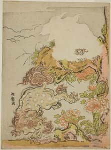 中国のライオンと牡丹