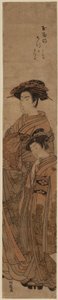 礼拝堂とアテンダント（色の木版画） 作： Isoda Koryusai