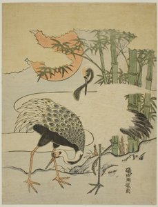 鶴と竹 作： Isoda Koryusai
