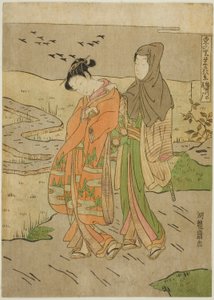 隅田川の落雁 (あずまのさとえいがはっけい) 作： Isoda Koryusai