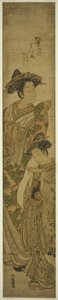 松葉屋の花魁松風とその従者 作： Isoda Koryusai