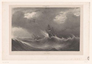 荒れた海の船 Gros-Temps (オブジェクトのタイトル) パレ ロワイヤルのコレクションからの絵画 (シリーズ タイトル) Galerie du Palais Royal (オブジェクトのシリーズ タイトル) 作： Isodore Laurent Deroy