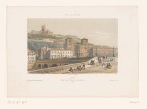 リヨンのポン ティルシットとサン ジャン大聖堂の眺め ライオンズ。 Vue du Pont de Tilsitt et de la Cathédrale (オブジェクトのタイトル) フランスのちいさな顔たち（シリーズタイトル） フランスとミニチュア (オブジェクトのシリーズ タイトル) 作： Isodore Laurent Deroy