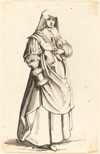 マフ付きブルジョア、右向き 作： Israel Henriet after Jacques Callot