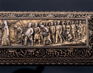 ミニチュアの人間の骨格と石棺の詳細 作： Israel Rouchomovsky