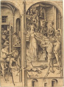 洗礼者聖ヨハネの斬首、c。 1480年。 作： Israhel van Meckenem