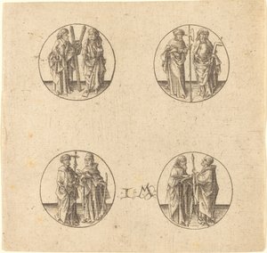 4つのラウンデルに8人の使徒 作： Israhel van Meckenem