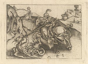 聖ジョージ、カリフォルニア1435-1503。 作： Israhel van Meckenem