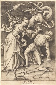 怒っている妻、c。 14951503。 作： Israhel van Meckenem