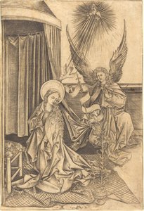 受胎告知、c。 14801490。 作： Israhel van Meckenem