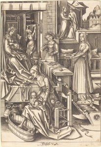 聖母の誕生、c。 14901500。 作： Israhel van Meckenem