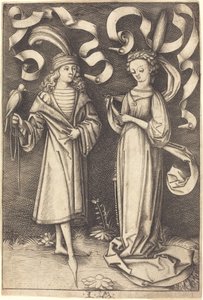 ファルコナーと貴婦人、c。 14951503。 作： Israhel van Meckenem