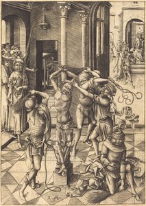 鞭打ち、c。 1480年。 作： Israhel van Meckenem